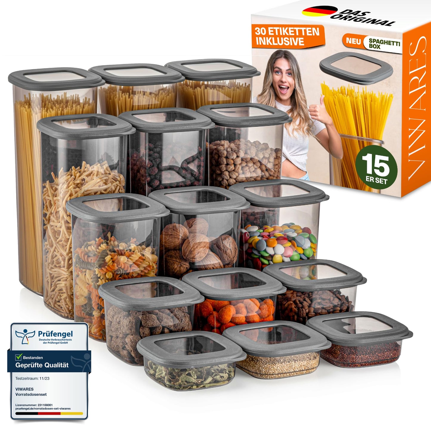 Lebensmittelaufbewahrungsbehälter, Vorratsdosen mit luftdichtem Deckel, praktischer Organizer für die Küche 