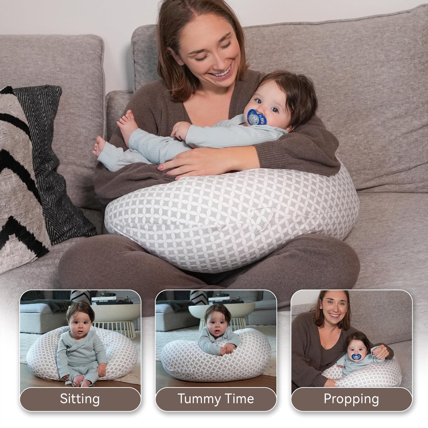 Stillkissen, vielseitiges Positionierungskissen in Übergröße, Schwangerschaftskissen für Babys und Erwachsene, Seitenschläferkissen mit waschbarem 
