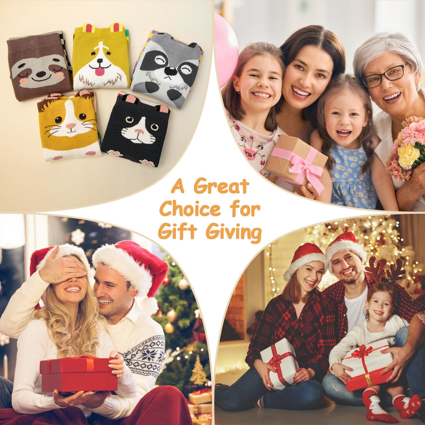 Chalier Cozy 5 Paar Damen Socken Hunde Katzen Motiven, Baumwolle