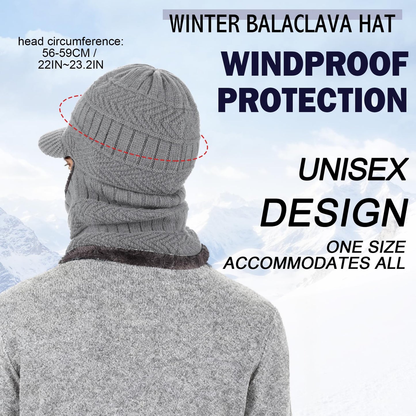 Sturmhaube aus Sturmhaube mit flexiblem Halswärmer, winddichter, Unisex-Wärmer-Gesichtsmaske 