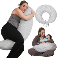 Nursing Pillow, Versatile Plus Size Positioning Pillow, Pregnancy Pillow for Baby and Adults, Side Sleeper Pillow with Washable