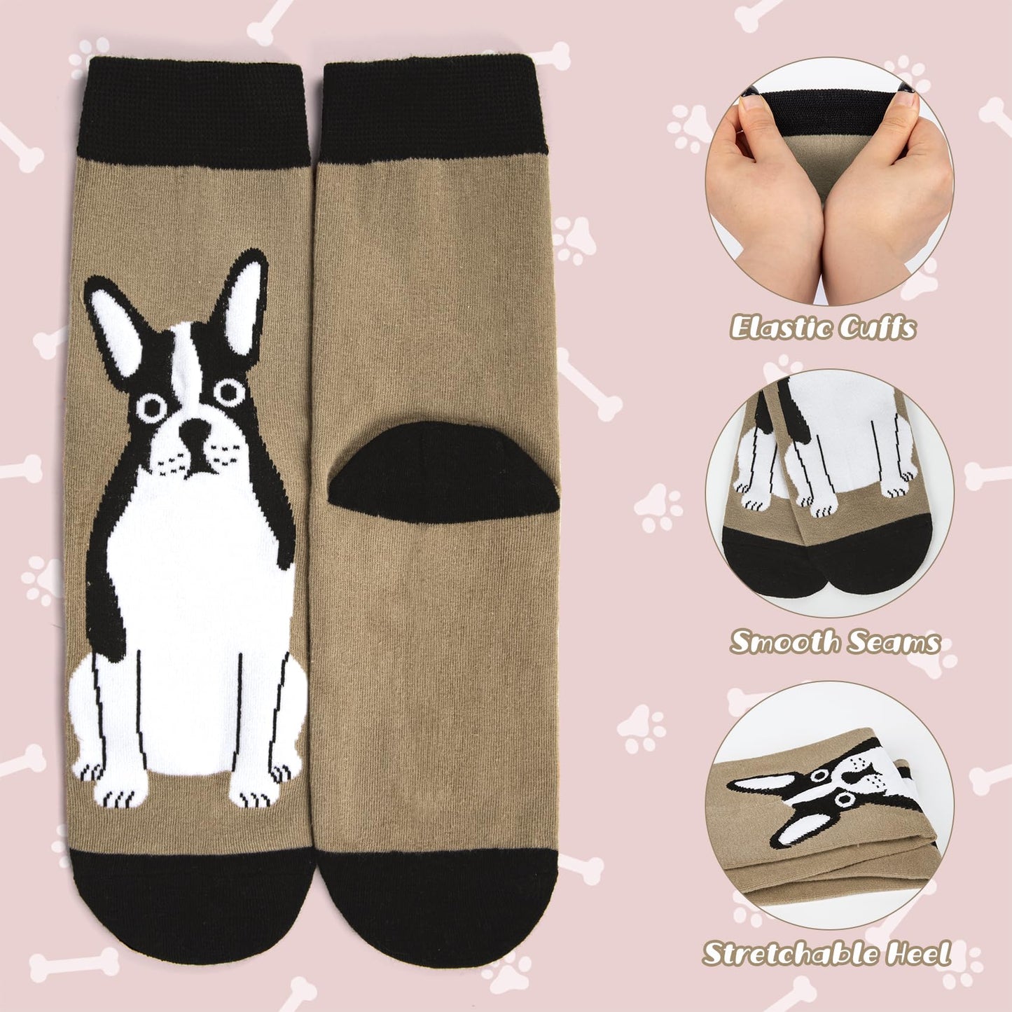 Chalier Cozy 5 Paar Damen Socken Hunde Katzen Motiven, Baumwolle