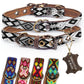 Hundehalsband Leder - braunes Rindsleder Tribal Grün/Braun/Beiges 
