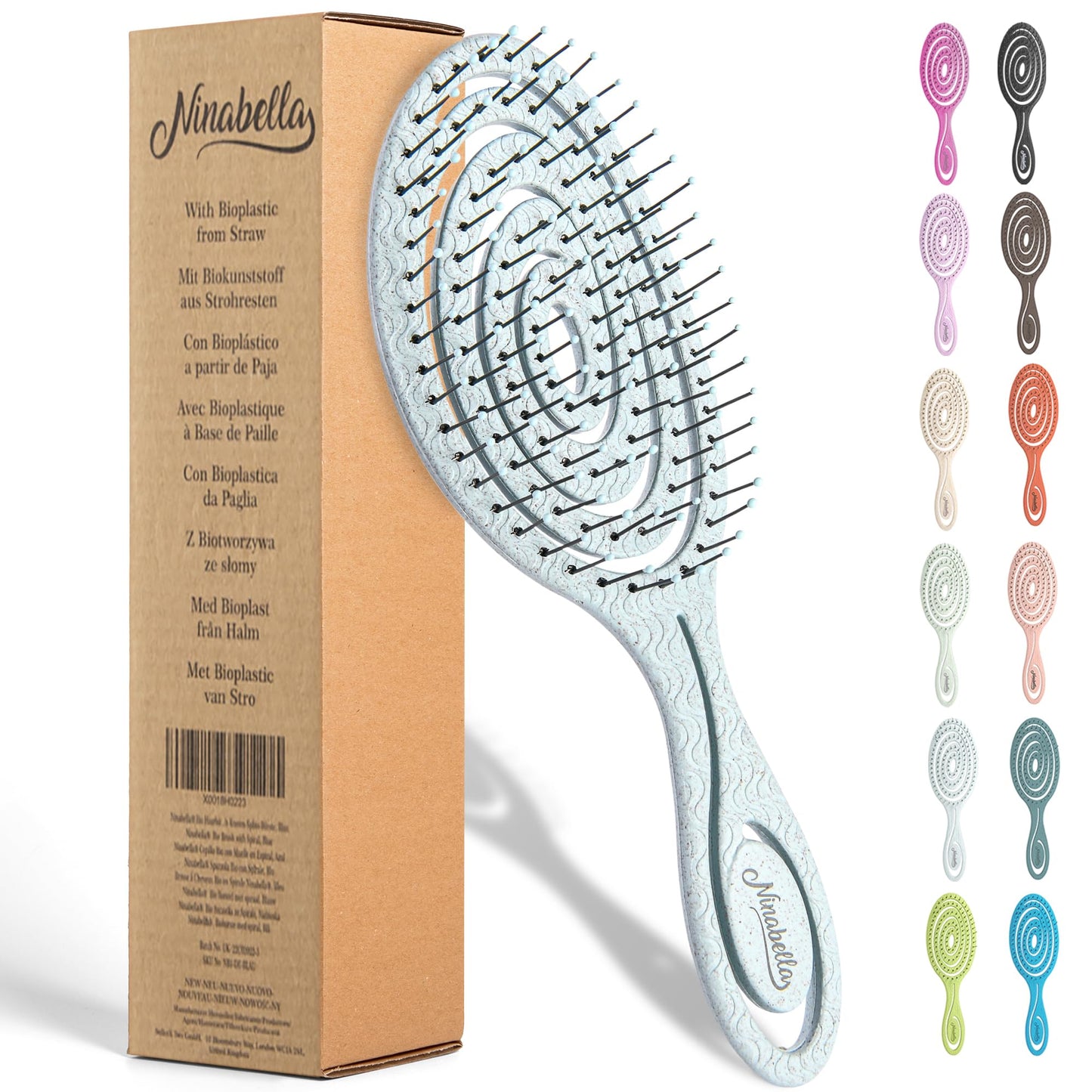 Ninabella Mini Haarbürste ohne Ziepen - Bürste für Reisen - Entwirrbürste für trockenes und nasses Haar - Detangler Bürste