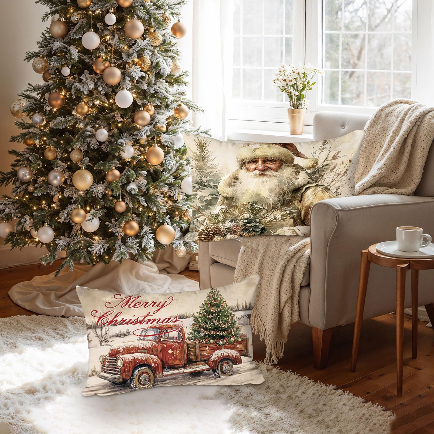 Lanpn Weihnachten Kissenbezug 4 stück, Weihnachtskissenbezug, Kissenbezüge für Winter Heim Schlafzimmer Wohnzimmer Sofa Couch 
