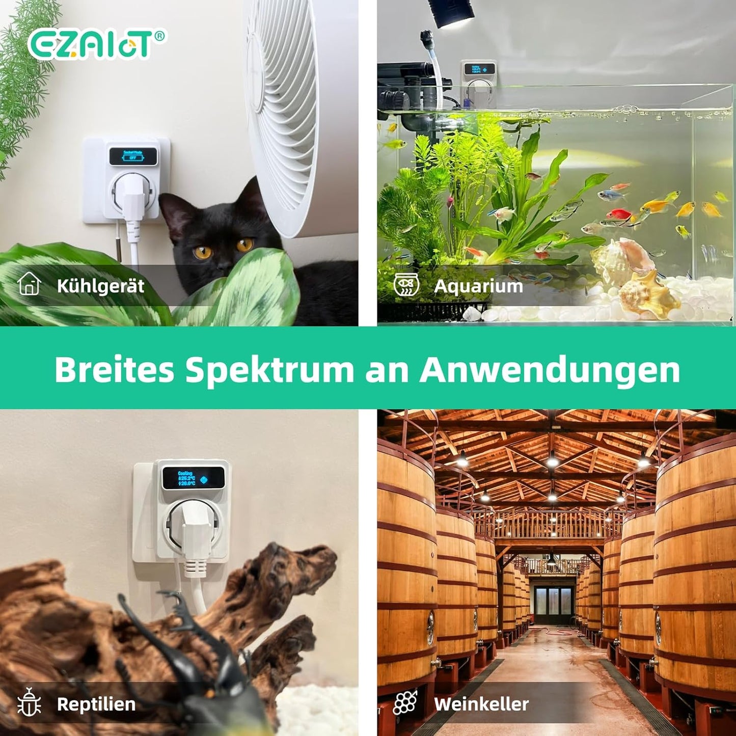 WLAN-Thermostat für Heizung/Kühlung und Zeitschaltuhr mit 3 m und 5 cm Sensor, digitalem Temperaturregler und OLED-Display 