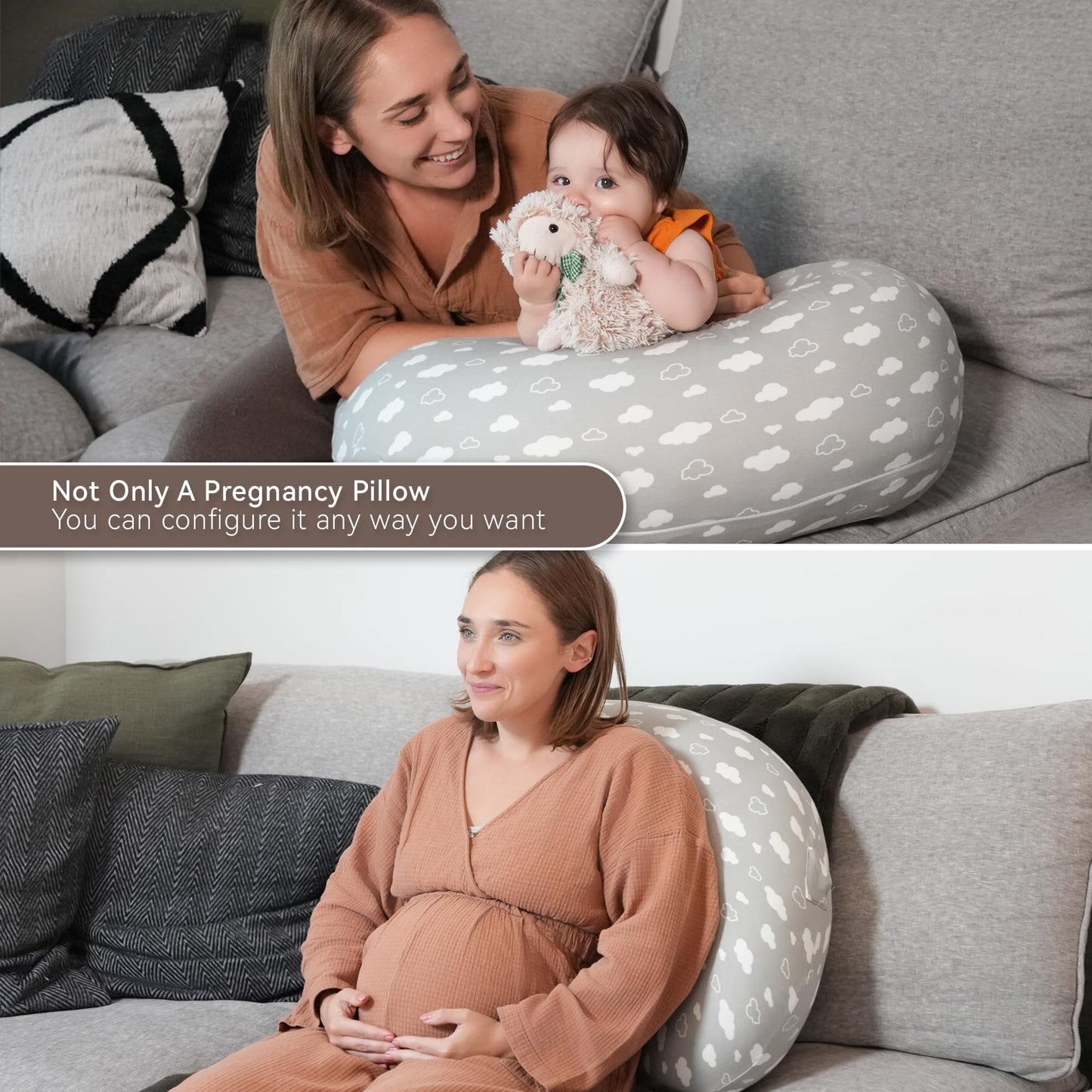 Stillkissen, vielseitiges Positionierungskissen in Übergröße, Schwangerschaftskissen für Babys und Erwachsene, Seitenschläferkissen mit waschbarem 