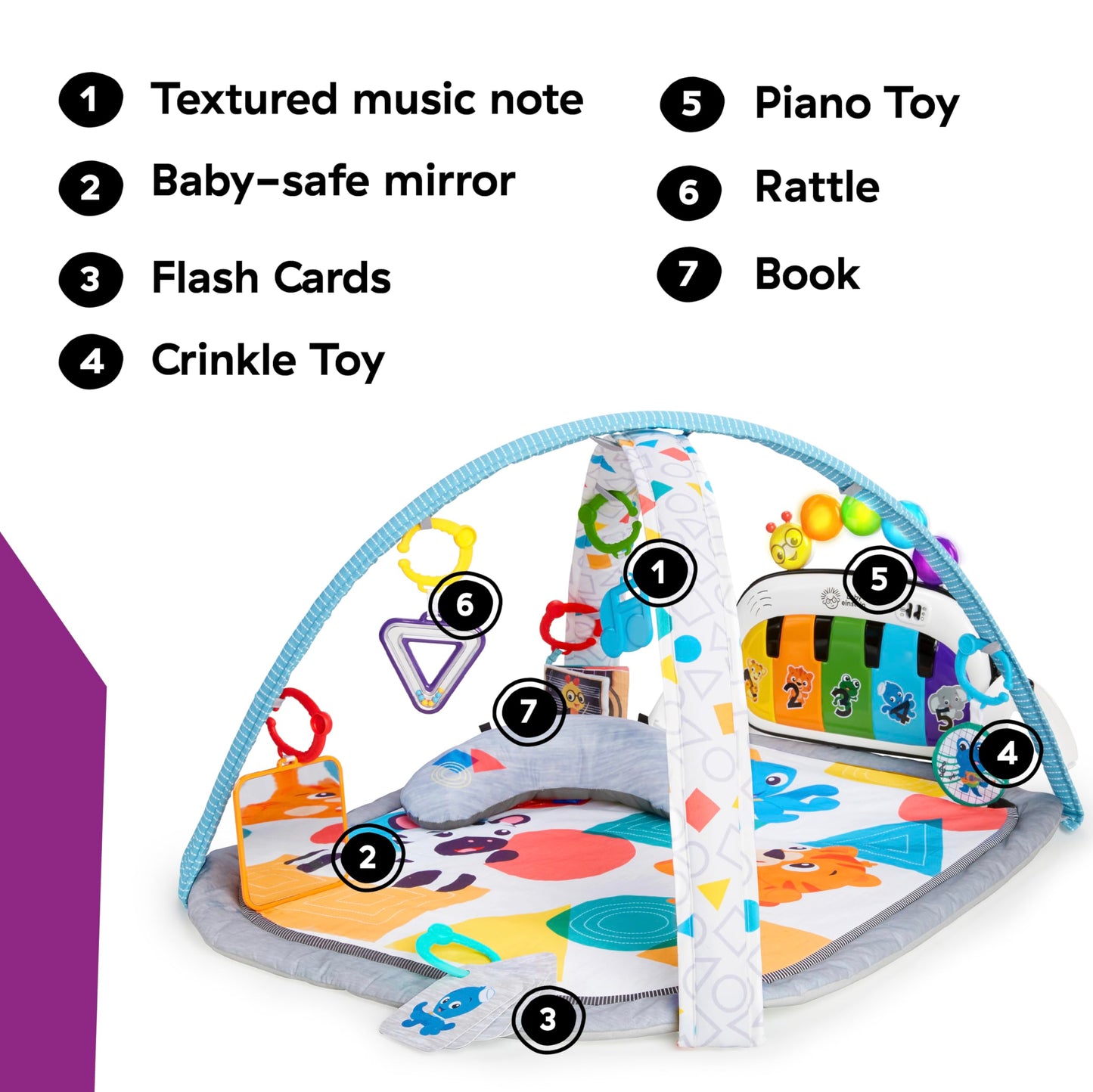 Baby Einstein, 4 in 1 Kickin' Tunes Spieldecke mit 70+ Geräuschen, 25+ Minuten Musik 