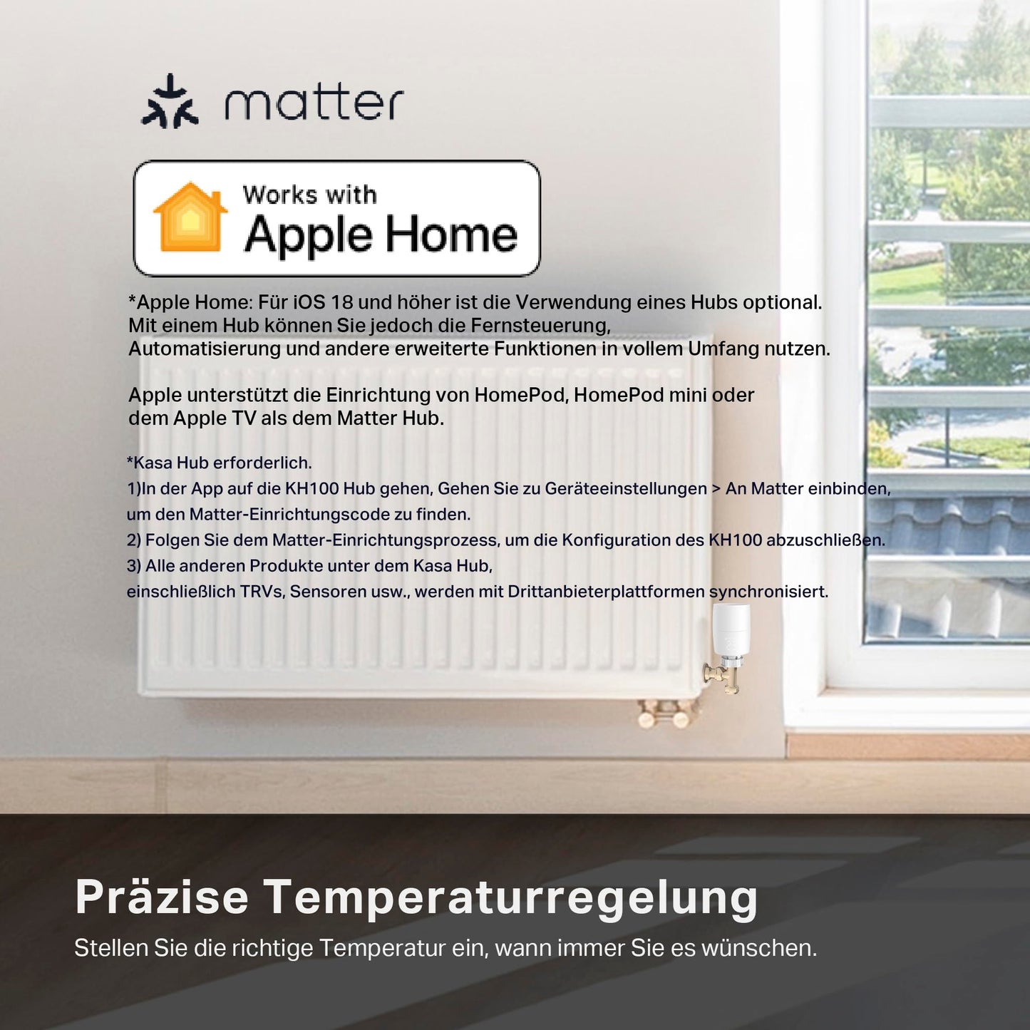 Intelligenter Heizkörperthermostat, Zubehör, Energiesparfunktion, Zeitplanfunktion, Steuerung per App 