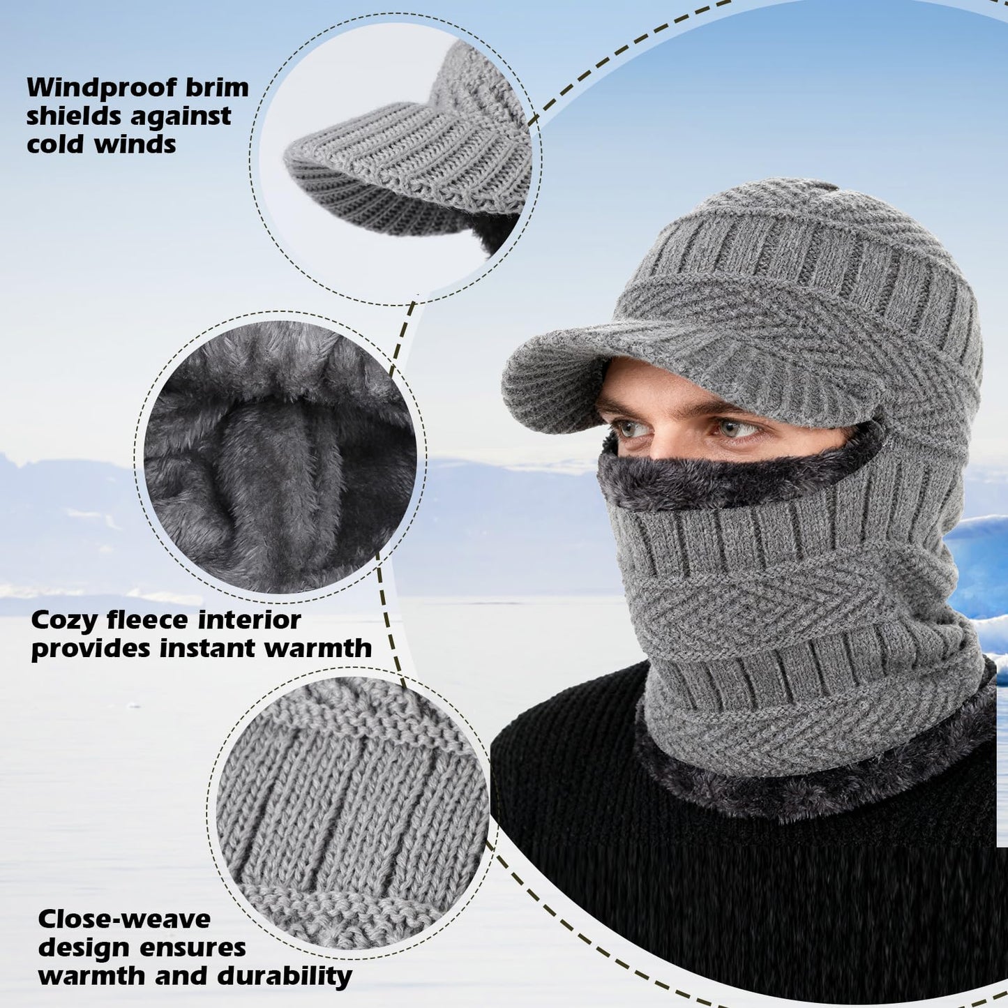 Sturmhaube aus Sturmhaube mit flexiblem Halswärmer, winddichter, Unisex-Wärmer-Gesichtsmaske 