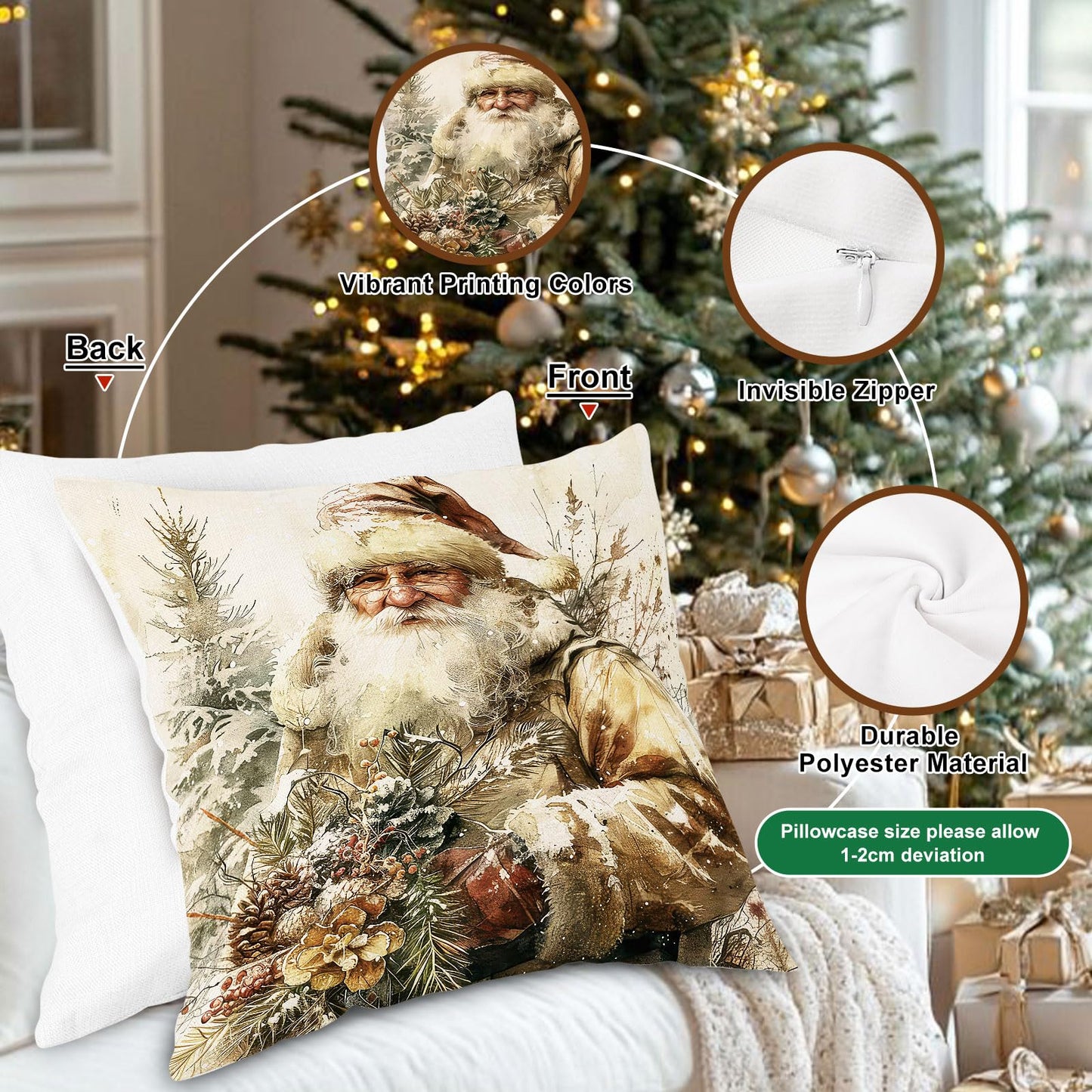 Lanpn Weihnachten Kissenbezug 4 stück, Weihnachtskissenbezug, Kissenbezüge für Winter Heim Schlafzimmer Wohnzimmer Sofa Couch 
