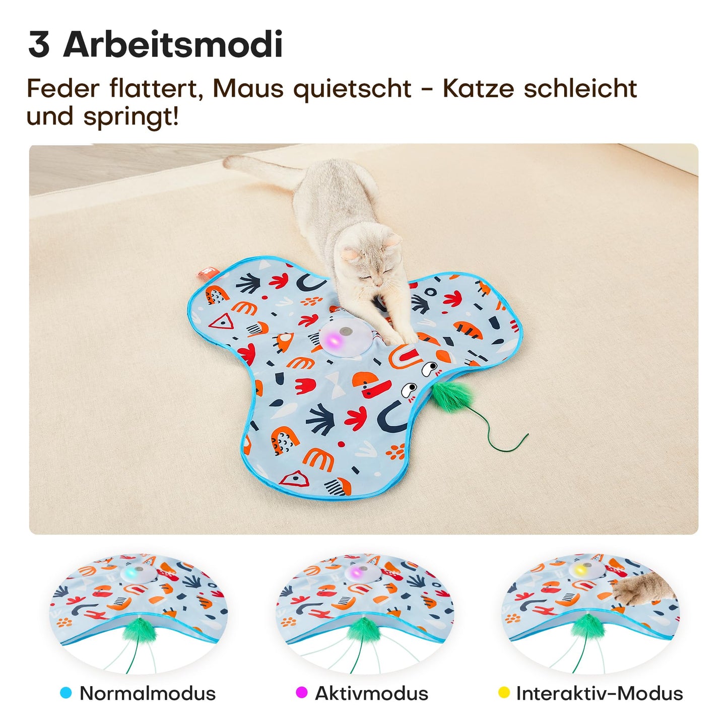 Potaroma Interaktives Katzenspielzeug mit Federautomatik - Deals Bewegungsspielzeug für aktive Wohnungskatzen 