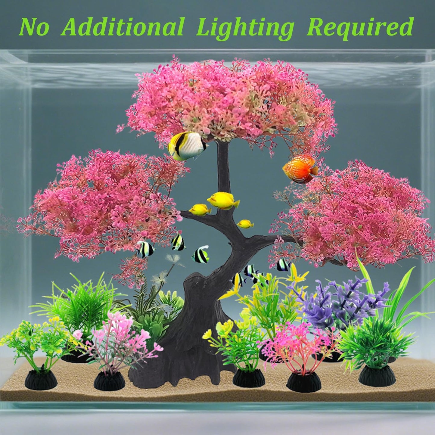 Rosa Kirschblüten-Baum Aquarium Dekorationsset – 10 Stück 
