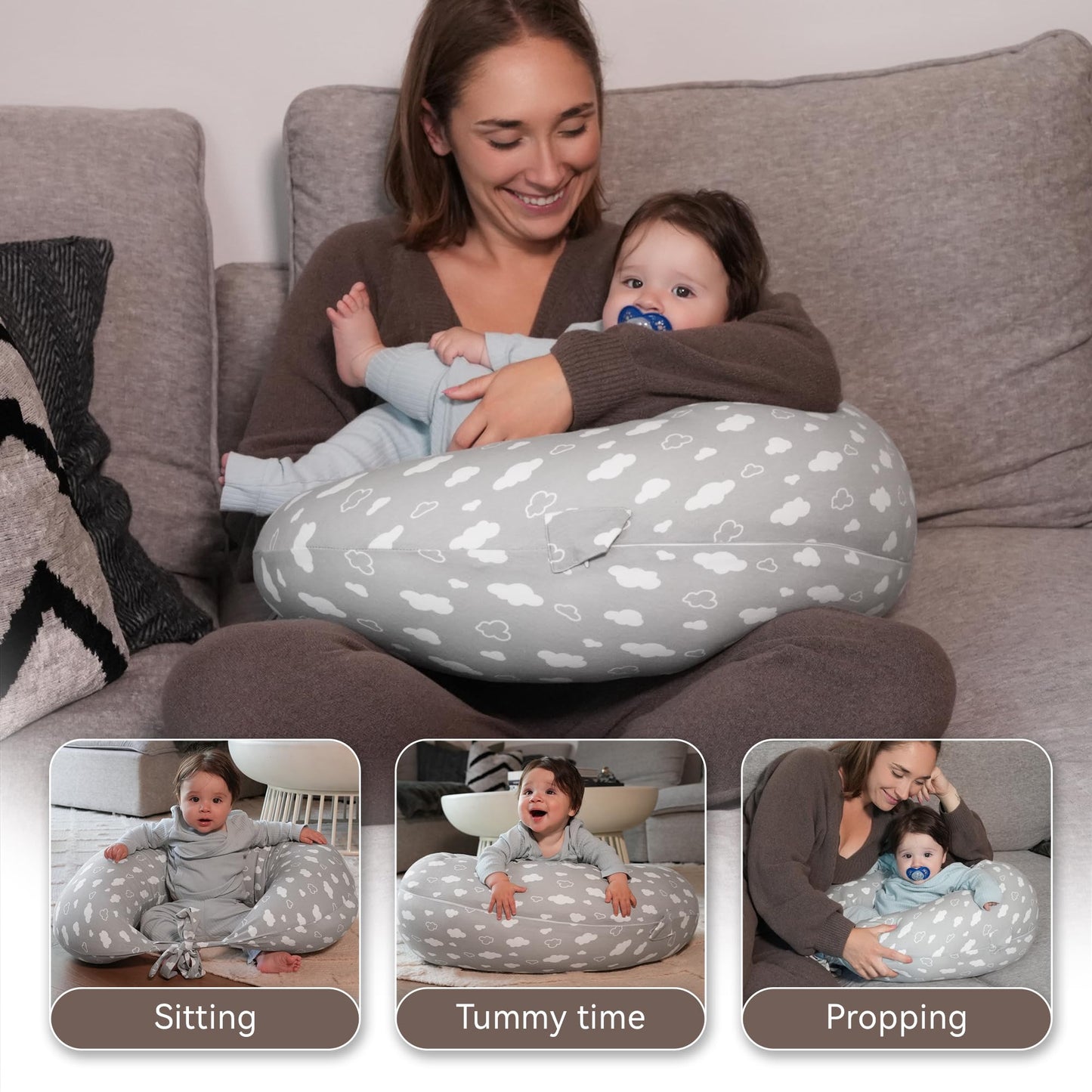 Stillkissen, vielseitiges Positionierungskissen in Übergröße, Schwangerschaftskissen für Babys und Erwachsene, Seitenschläferkissen mit waschbarem 