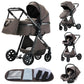 YAZOCO kinderwagen 3 in 1 Buggy Babybett Komplett Set Einem Klick Zusammenklappbarer Kinderwagen, KombiKinderwagen Aluminiumrahmen für Neugeborene 