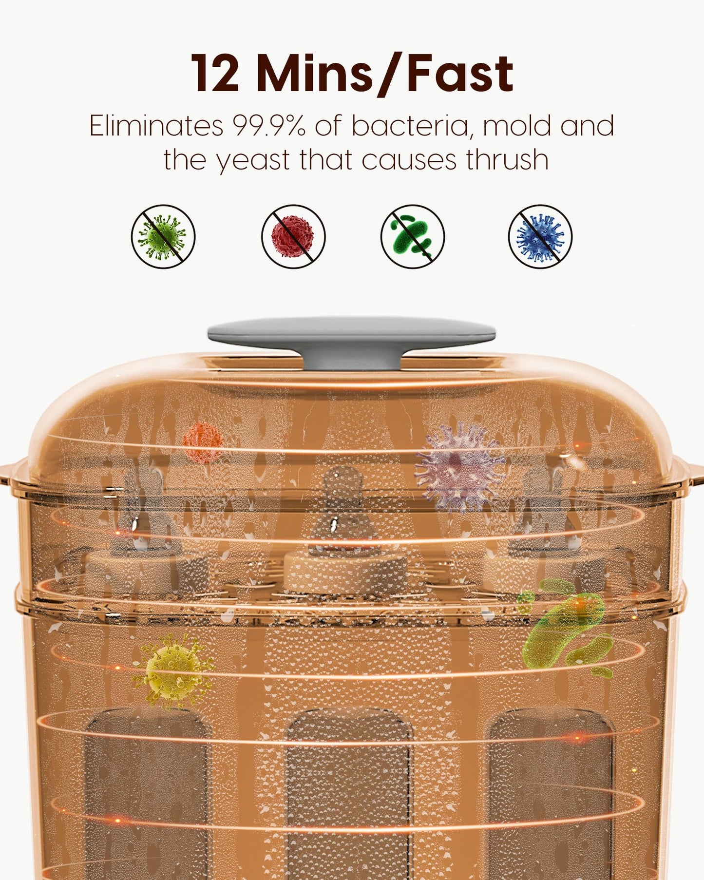 Babyflaschen-Sterilisator und Trockner, elektrischer Dampfsterilisator, größere Kapazität für 9 Flaschen 