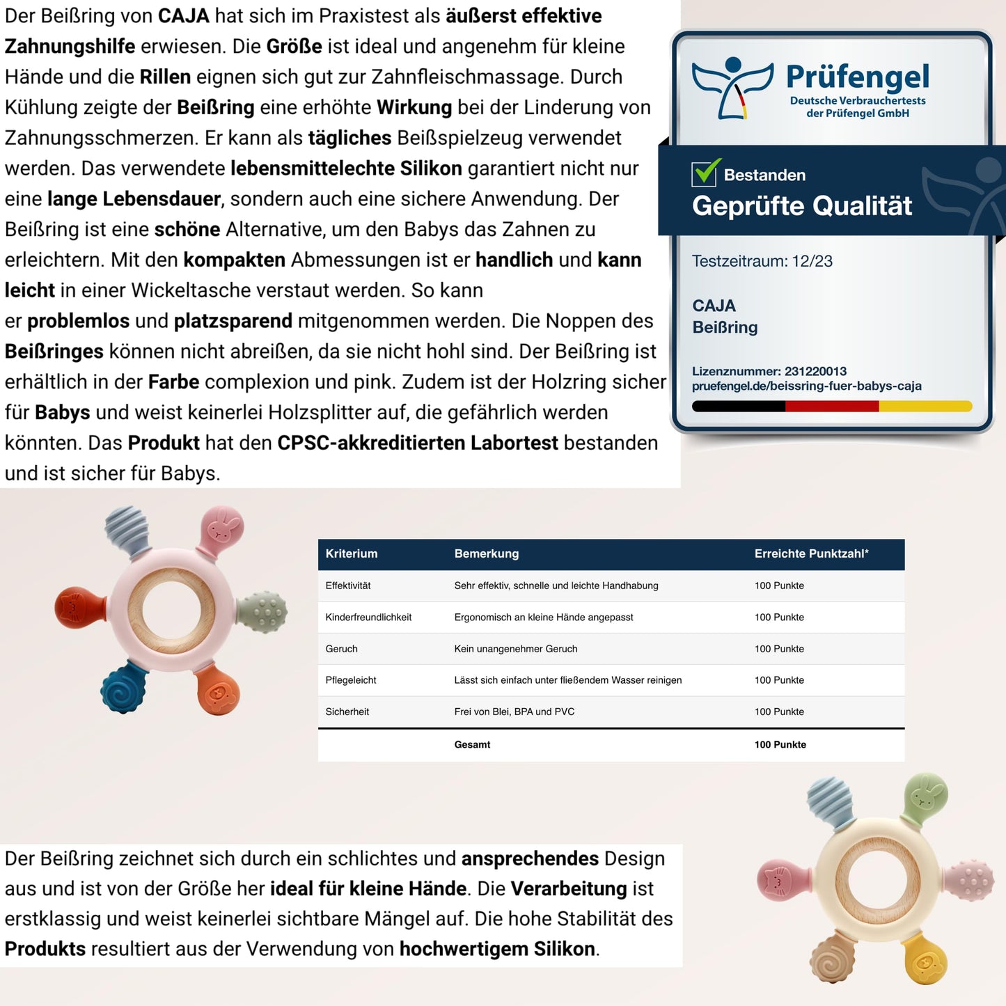 Beißring für Babys – Beißspielzeug – Zahnungshilfe 