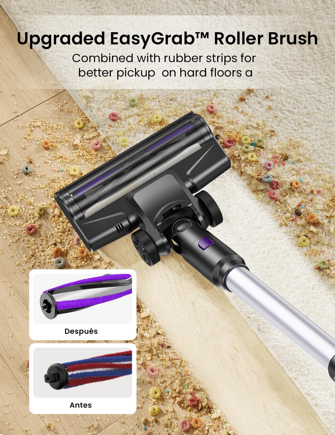 Vexilar V15Max Akku Staubsauger mit Wischfunktion, Freistehende Anti-Haar-Bodendüse für Teppiche Tierhaare