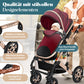 Kesser® Loops 3-in-1 Kombi-Kinderwagen, Komplettset inklusive Babywanne, Buggy-Sportsitz und Babyschale, Vollgummireifen 