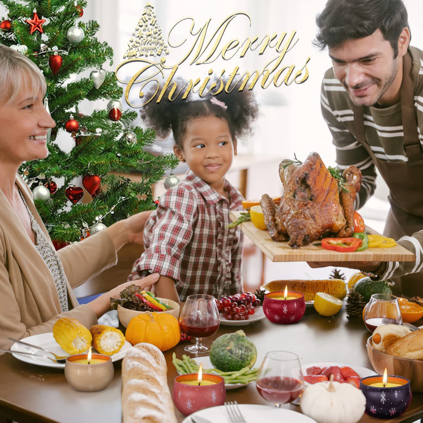 12er-Pack Duftkerzen für Weihnachten, 100 % natürliche Sojakerzen, Aromatherapie-Geschenkidee 