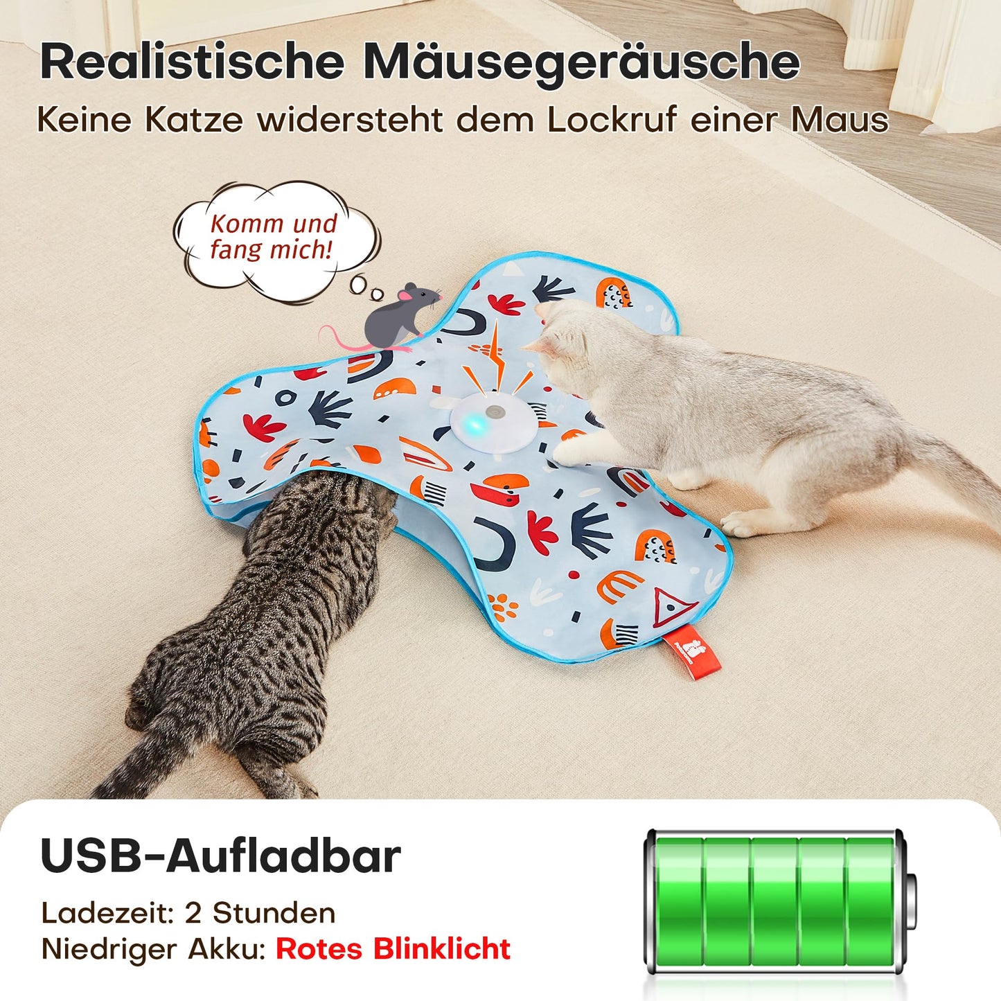 Potaroma Interaktives Katzenspielzeug mit Federautomatik - Deals Bewegungsspielzeug für aktive Wohnungskatzen 