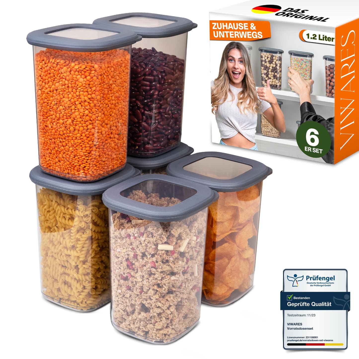 Lebensmittelaufbewahrungsbehälter, Vorratsdosen mit luftdichtem Deckel, praktischer Organizer für die Küche 