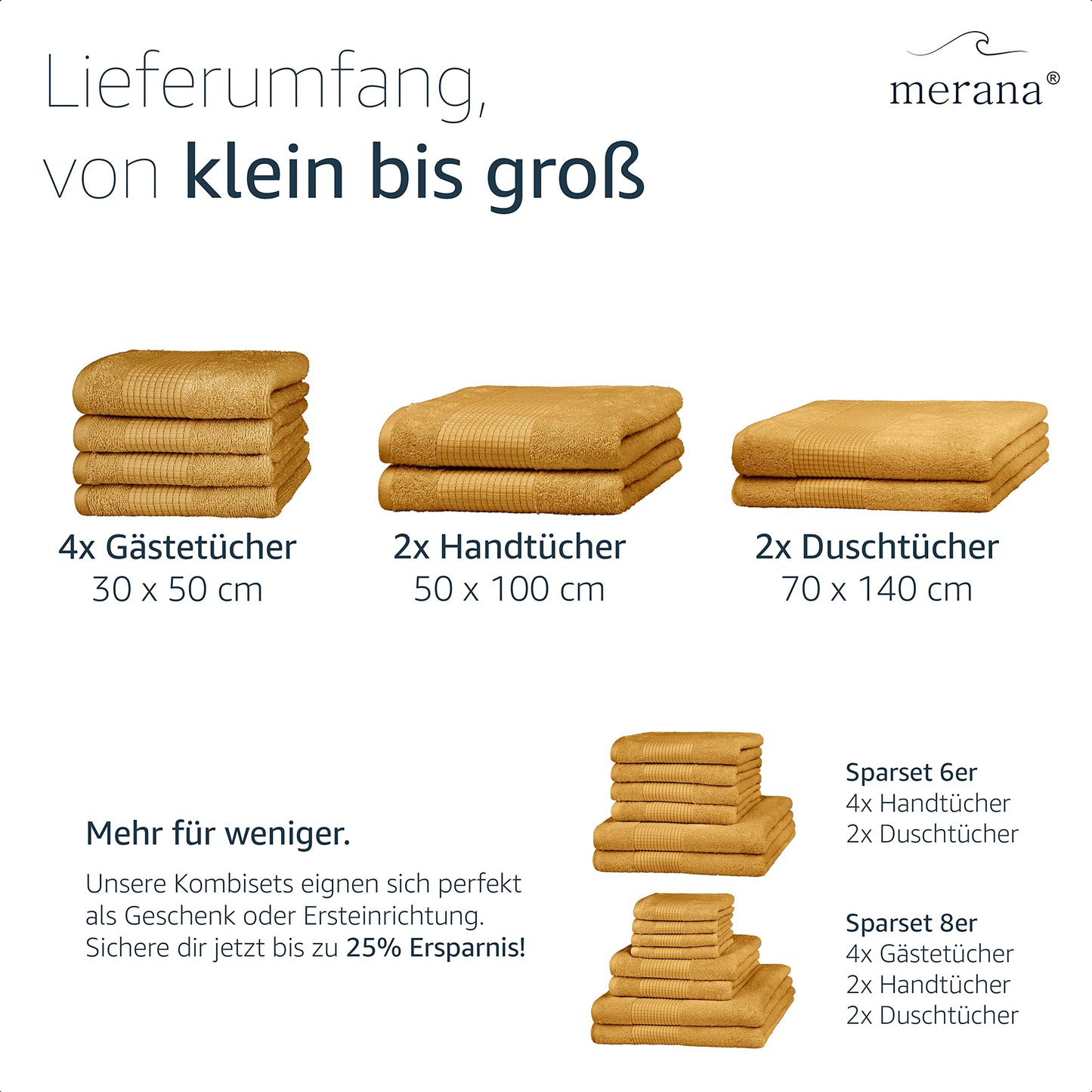 Ensemble de poignées Merana Rome | saugstark, weich et fusselfrei | Frottier Luxus Qualité | 100% laine de Baum | Oeko-TEX | 4 x chambres d'hôtes (30x50cm))