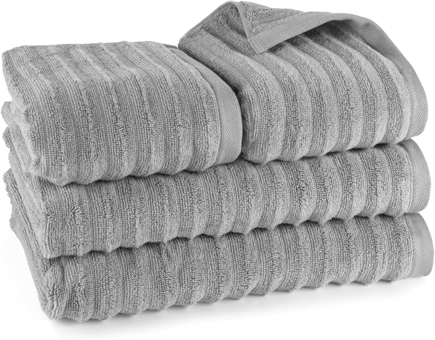 Pure Label 6-teiliges Handtuchset mit Aufhängeschlaufen aus 100 % Baumwolle, saugfähig und weich, 2 x Badetücher (70 x 140 cm), 2 x Handtücher (50 x 100 cm), 2 x Gästetücher (30 x 50 cm), 