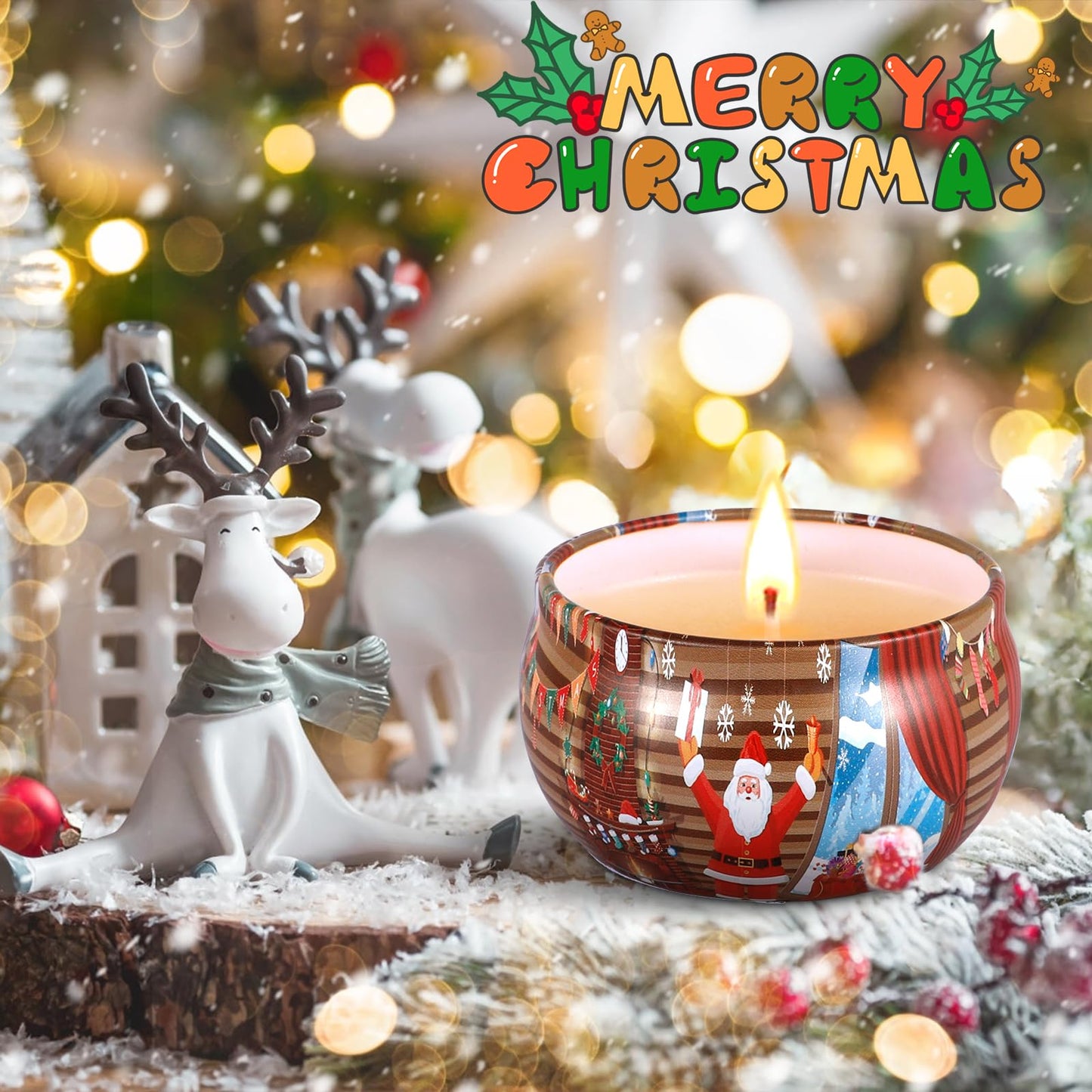 Duftkerzen-Set, 12 Stück Weihnachtskerze, natürliches Sojawachs Kerzen, Aromatherapie Weihnachtskerzen Aroma 