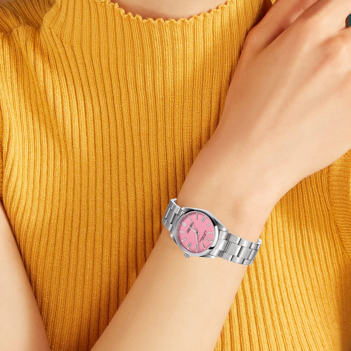 BUREI Women's Fashion Watch Analogue Quartz Steel Women Watch Business Dress