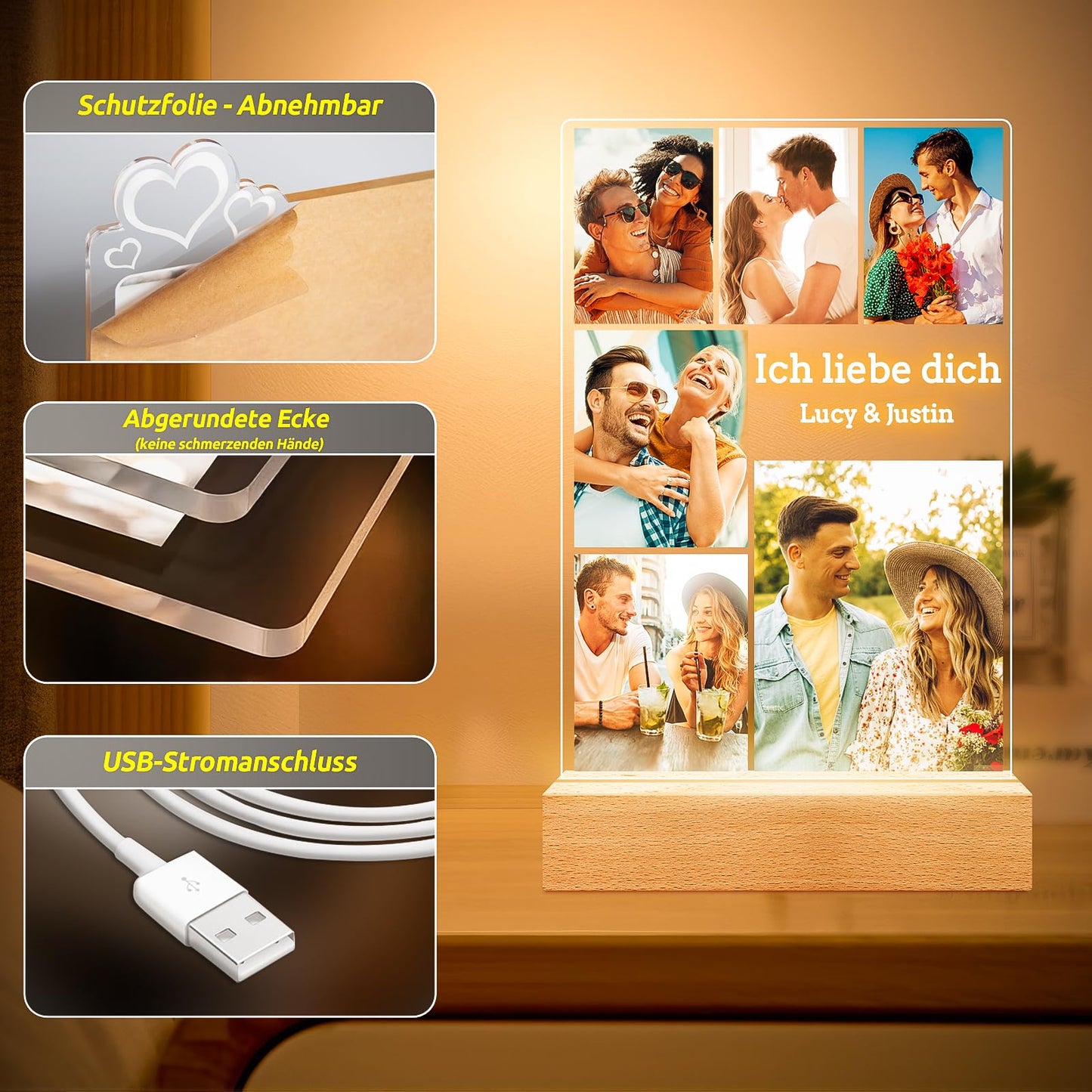 Cadeaux de Noël personnalisés pour femmes et hommes, cadre photo avec photo, cadeaux photo