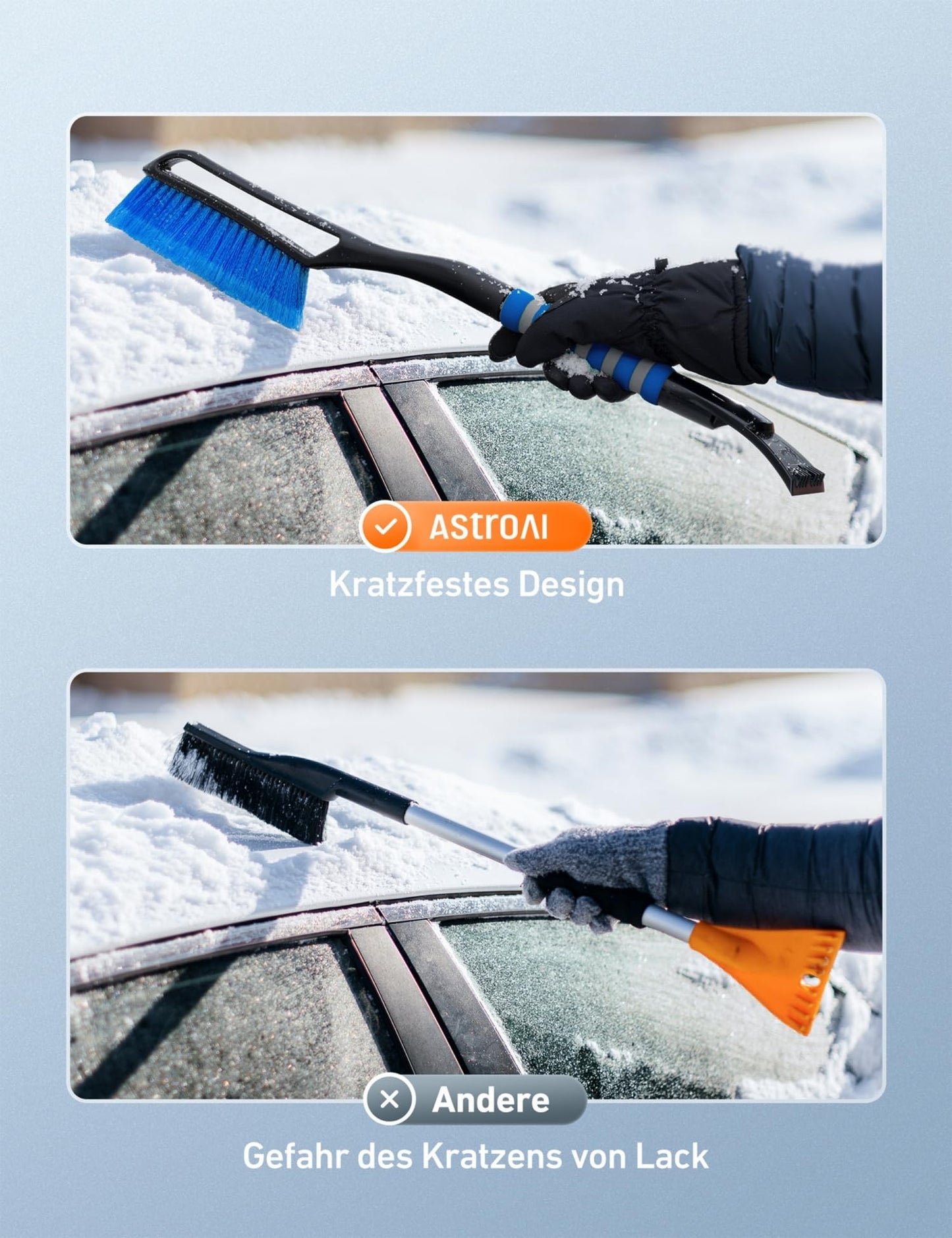 Eiskratzer, Auto-Eiskratzer, Schneebürste, abnehmbarer, ergonomischer Schaumstoffgriff für Pkw, Lkw und SUVs 