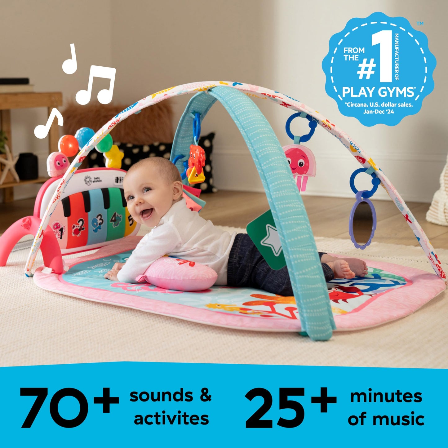 Baby Einstein, 4 in 1 Kickin' Tunes Spieldecke mit 70+ Geräuschen, 25+ Minuten Musik 