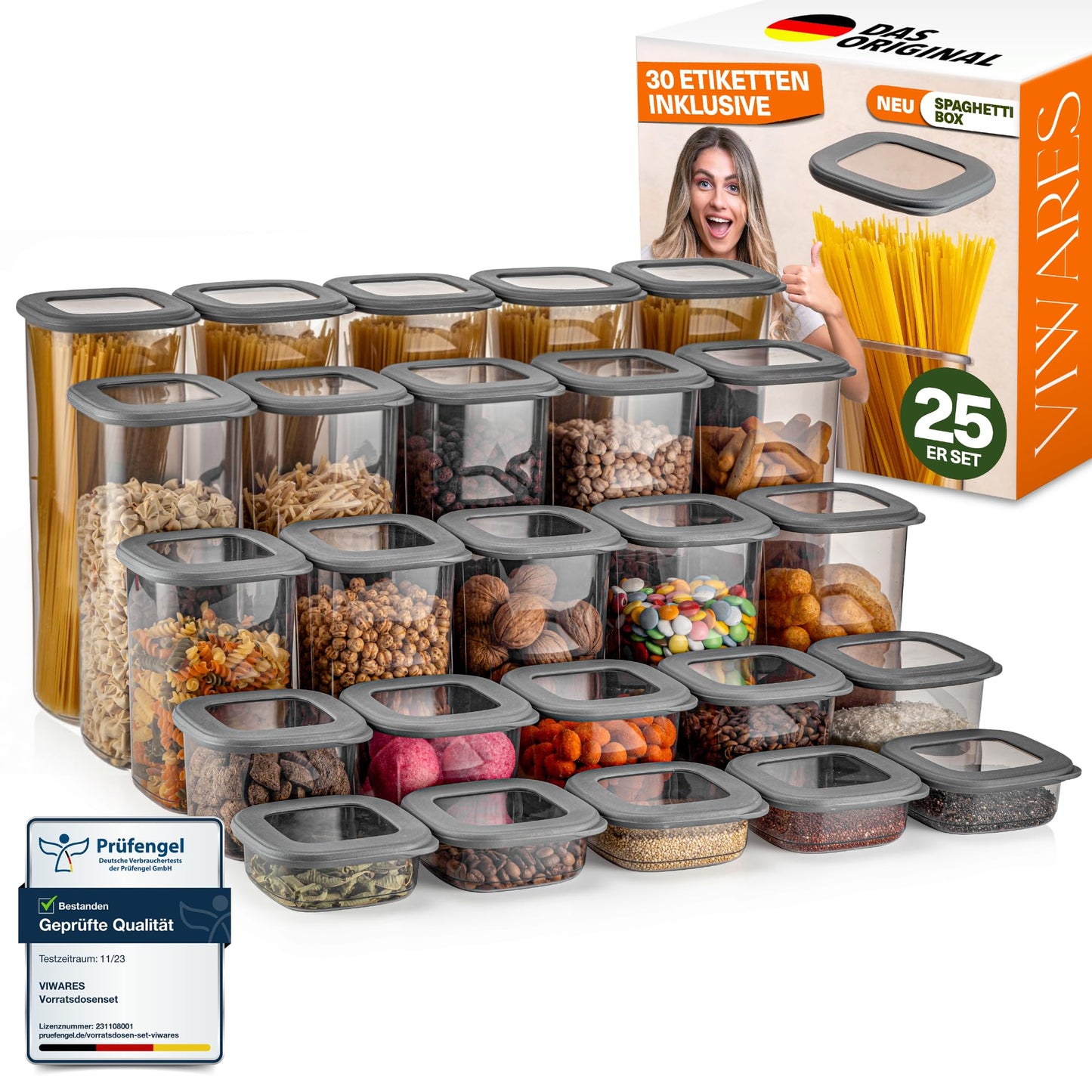 Lebensmittelaufbewahrungsbehälter, Vorratsdosen mit luftdichtem Deckel, praktischer Organizer für die Küche 