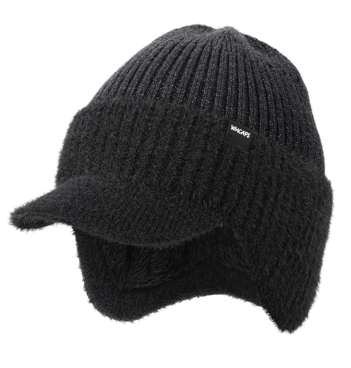 Wmcaps Wintermütze mit Schirm und Ohrenklappen für Herren, dick gefütterte Stirnklappenmütze mit Fleece-Futter, winddichte Kälteschutzmütze für Outdoor-Aktivitäten 