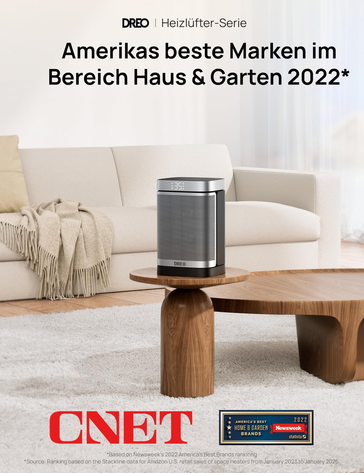 Heizlüfter Energiesparende Leise, Heizung Elektrisch mit Fernbedienung