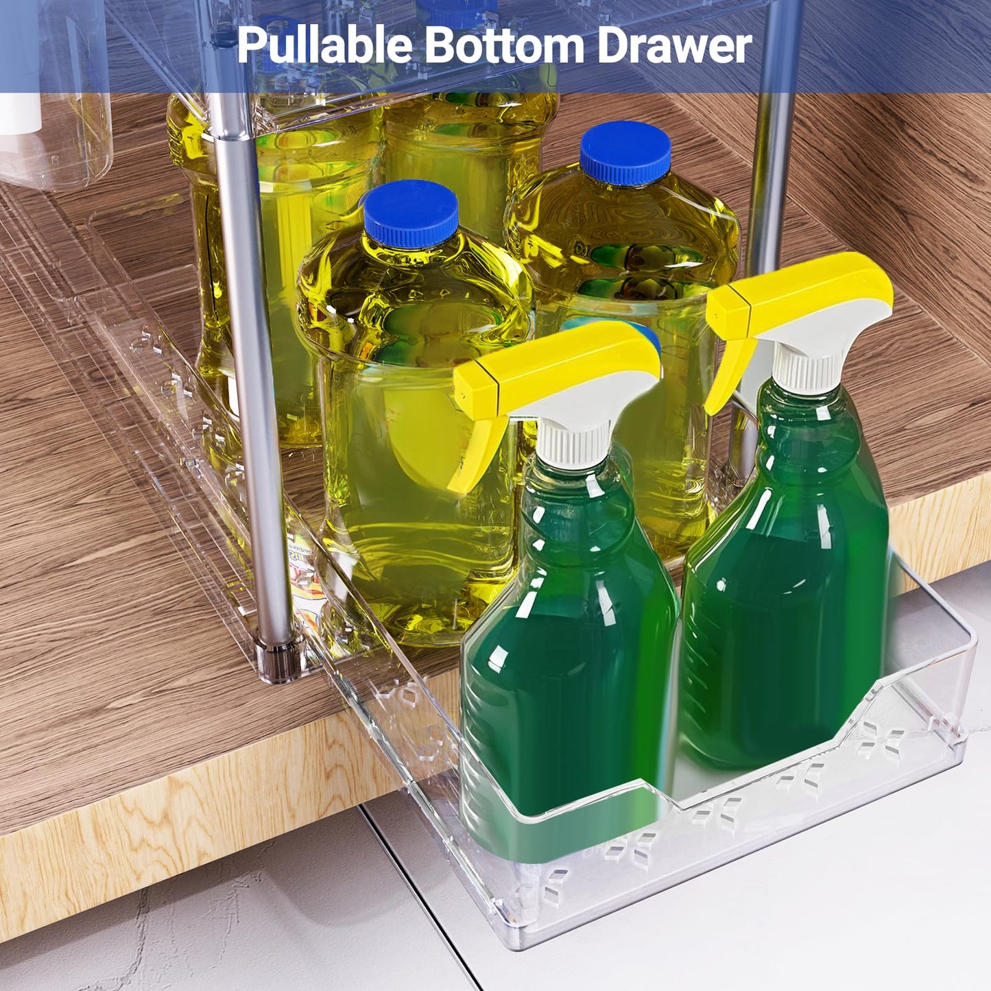 Puricon Unter Waschbecken Regal Spülschrank Organizer, 2 Etagen Standregal Küche Arbeitsplatte Regal Organizer 