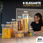 Aufbewahrungsbox Küche für alle Lebensmittel, Küchen Organizer, Vorratsgläser mit Deckel, Eckig - 12er Set, Erhöhte Glasstärke 