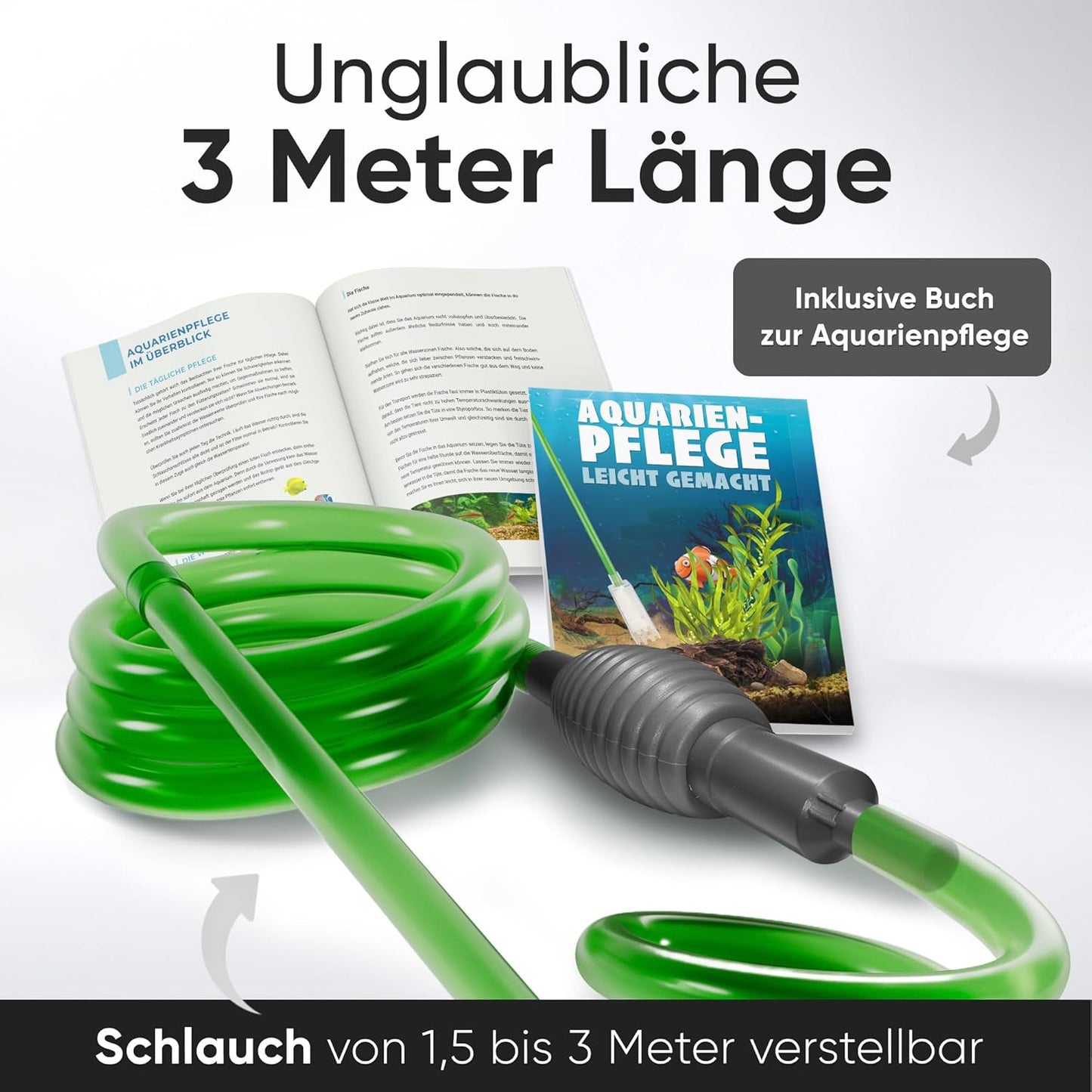 Wasserwechsel im Aquarium – Aquarium-Reinigungsset &amp; Aquarium-Absaugvorrichtung für Kies &amp; Sand mit Schlauchventil – 