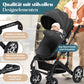 Kesser® Loops 3-in-1 Kombi-Kinderwagen, Komplettset inklusive Babywanne, Buggy-Sportsitz und Babyschale, Vollgummireifen 