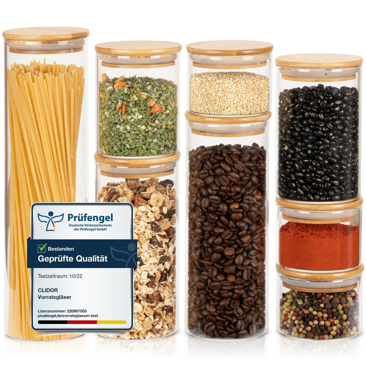 Aufbewahrungsbox Küche für alle Lebensmittel, Küchen Organizer, Vorratsgläser mit Deckel, Eckig - 12er Set, Erhöhte Glasstärke 