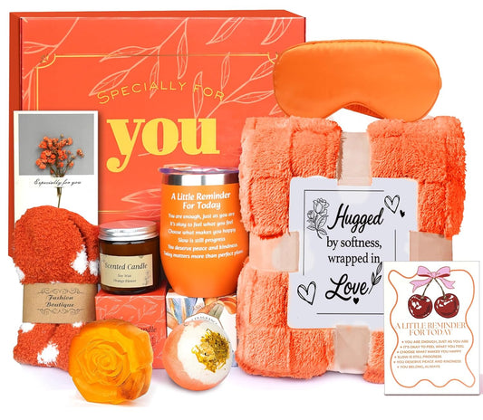 Geschenkset für Frauen mit 12 OZ Edelstahlbecher, Decke Geschenke Weihnachten 