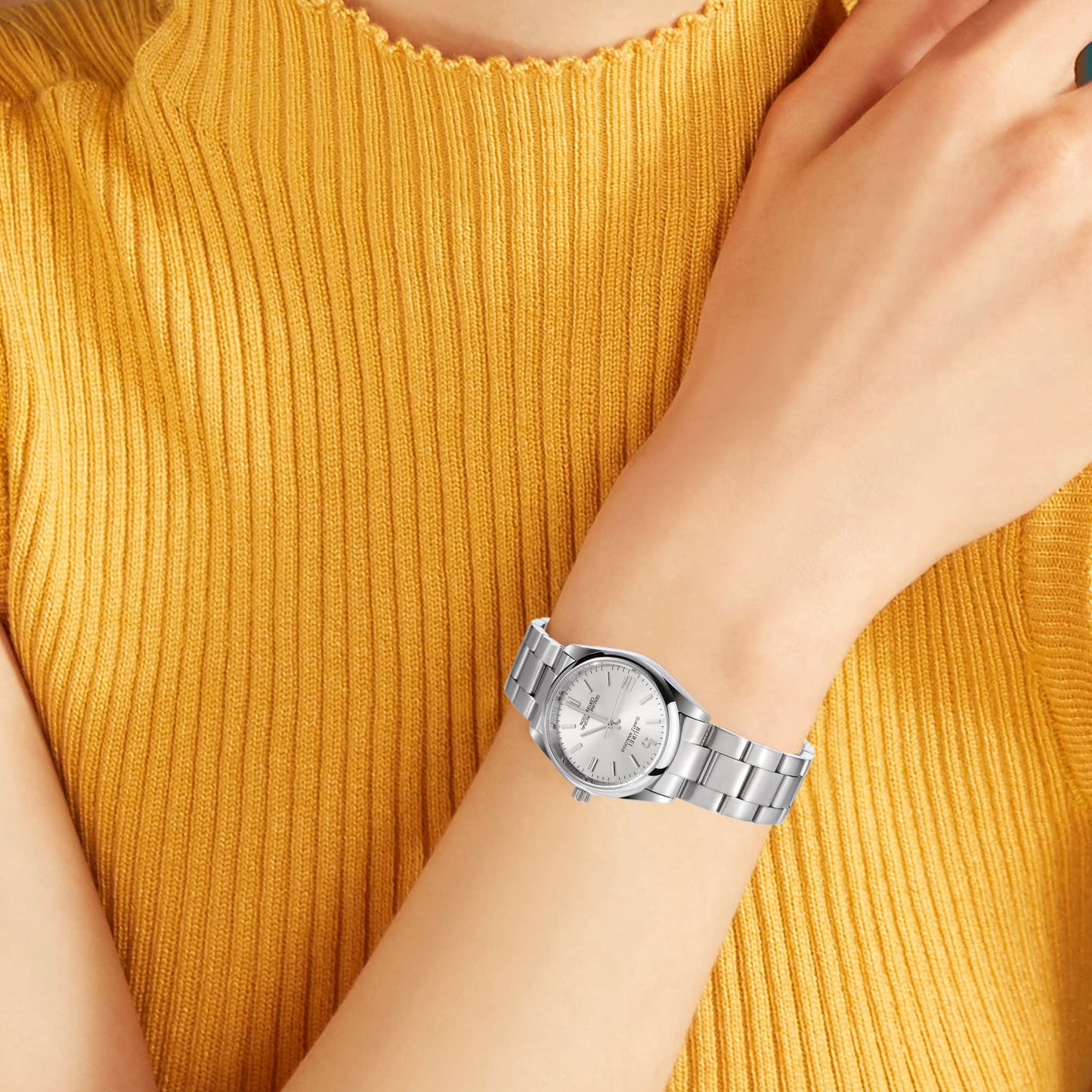 BUREI Women's Fashion Watch Analogue Quartz Steel Women Watch Business Dress