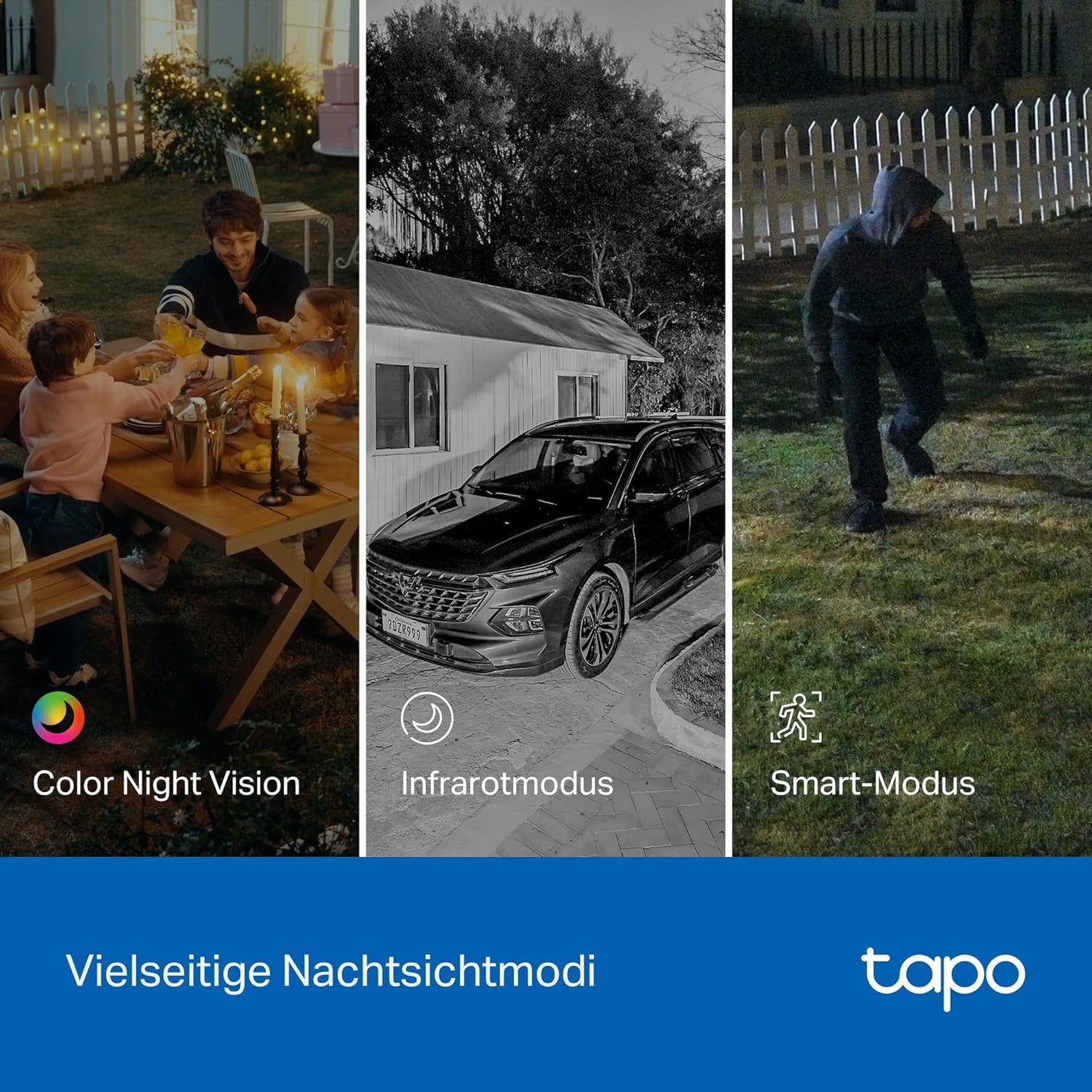 WLAN-Überwachungskamera für den Außenbereich mit 2K-Dualobjektiv, 125°-Weitwinkel und 6-mm-Teleobjektiv, intelligenter Verfolgung, kostenloser KI-Erkennung und Nachtsicht 