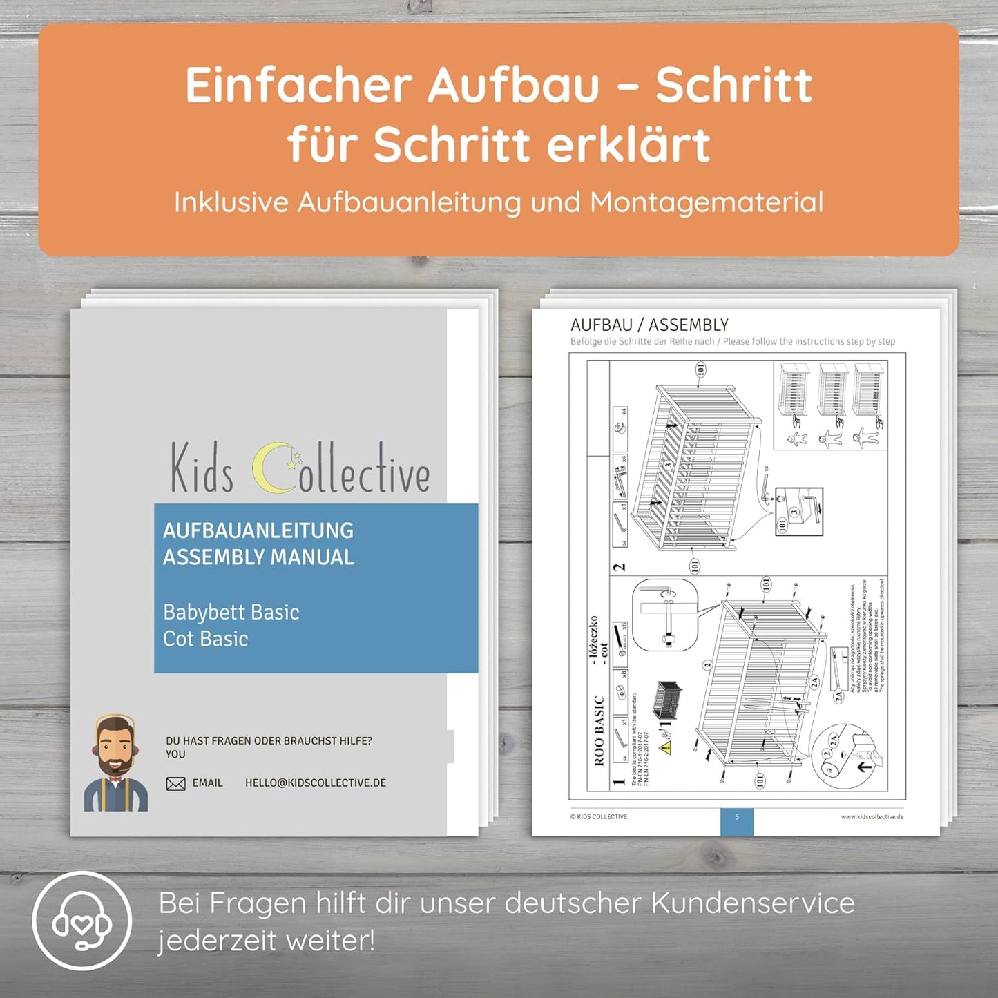 Kids Collective Babybett 60x120 | 70x140 cm, höhenverstellbar 