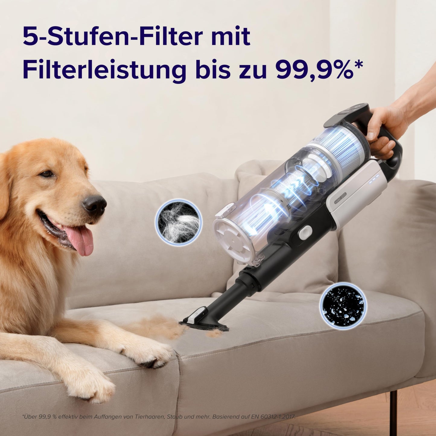 Akku Staubsauger -Levoit - Laufzeit für 75㎡ -4-in-1 Vacuum Cleaner - 99,9 Prozent Filterleistung