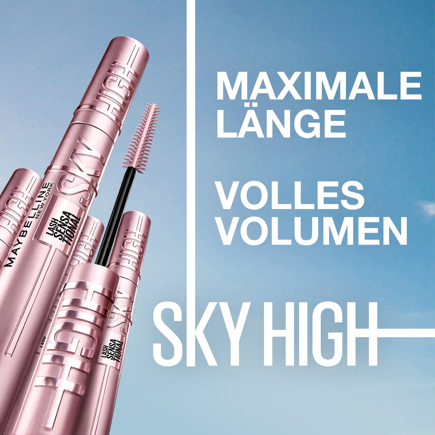 Maybelline New York Sky High Schwarze Wimperntusche für extrem lange Wimpern und Volumen, Sky High Mascara 