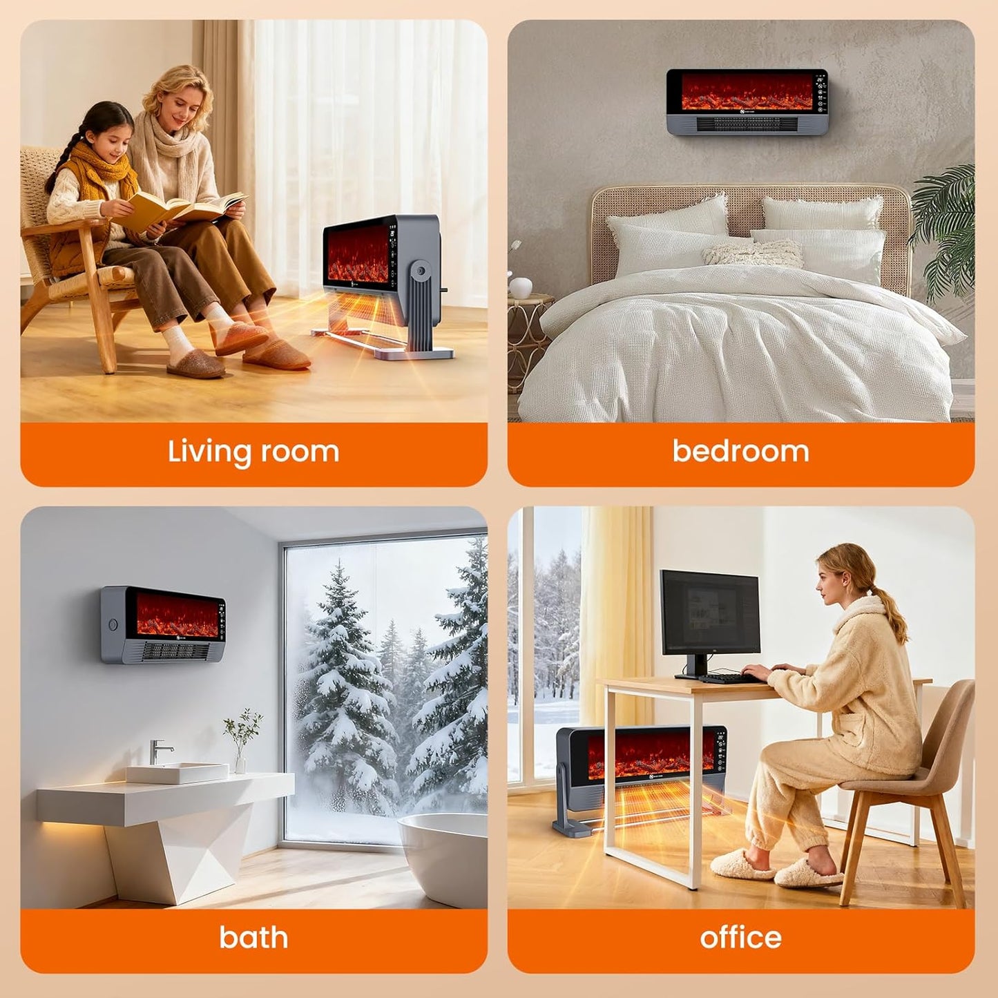 Heizung Energiesparend, Keramik Heizlüfter mit 3D-Flammeneffekt 