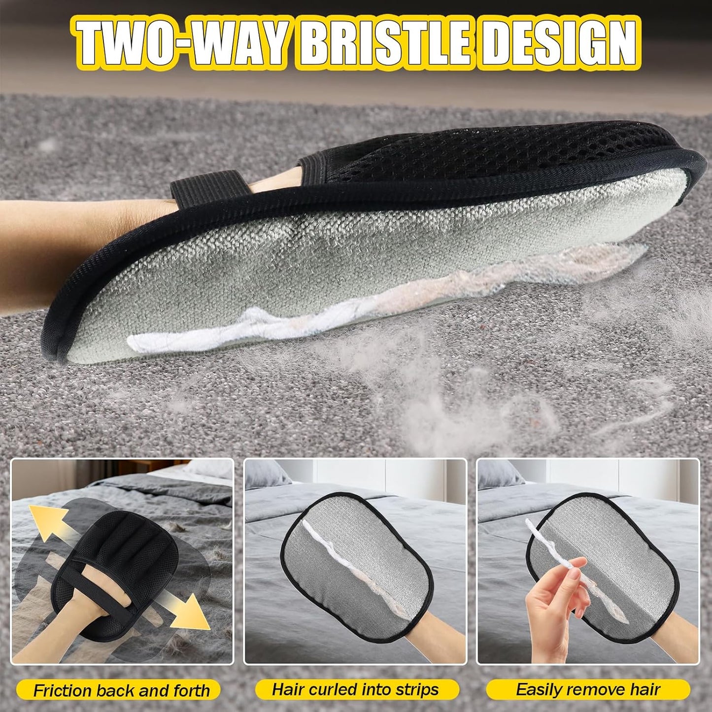 Handschuh, 3 Stück Fell Magnet Handschuh, Haarentfernungshandschuh für Katzen &amp; Hunde 