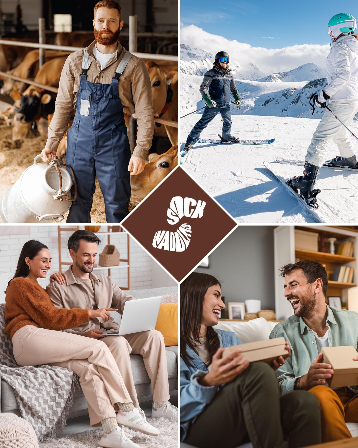 4 Paar Alpaka Socken für Herren Damen, atmungsative Thermosocken Extra Warm, Dicke Wintersocken mit Alpakawolle 